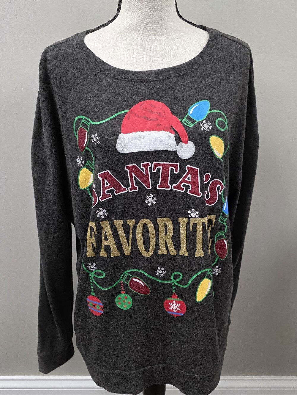 No Boundaries Santas Favorite Long Sleeve Christmas Shirt Size XXL